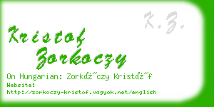 kristof zorkoczy business card